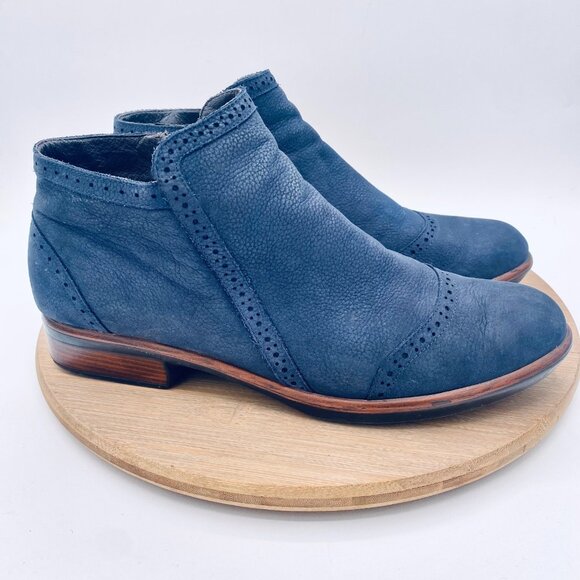 Naot Boots Womens 11 42 Blue Leather Ankle Cap Toe Zip Minimalist - Picture 5 of 11
